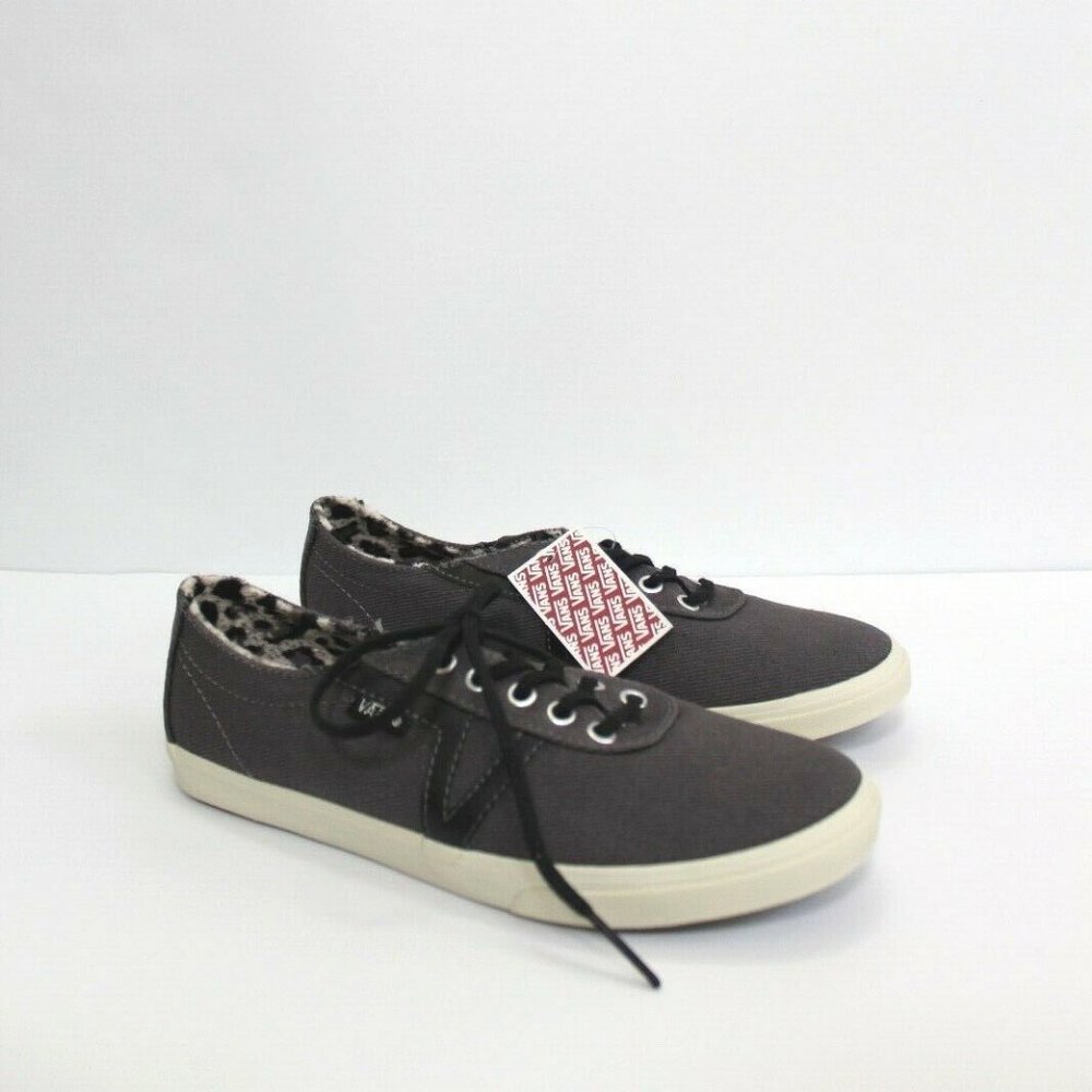 Vans Dixie Twill Grey Lace-Up Animal Print Lined Size 5.5